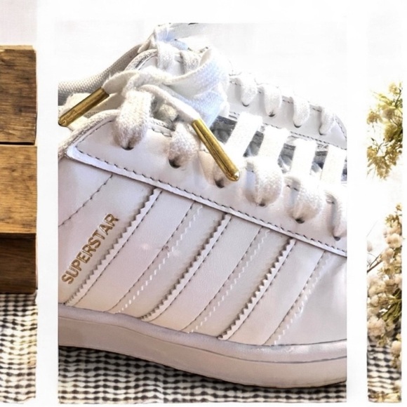 Adidas White Sneakers with Gold and Black Accents RARE - Picture 10 of 17